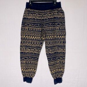 Vintage Stussy Navy With Yellow All Over Tribal Print Vibe Sweatpants M
